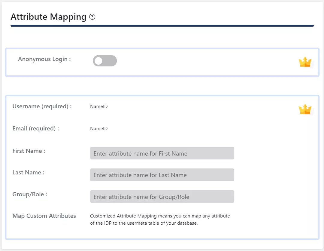 WordPress SAML SSO | Login-attribute mapping