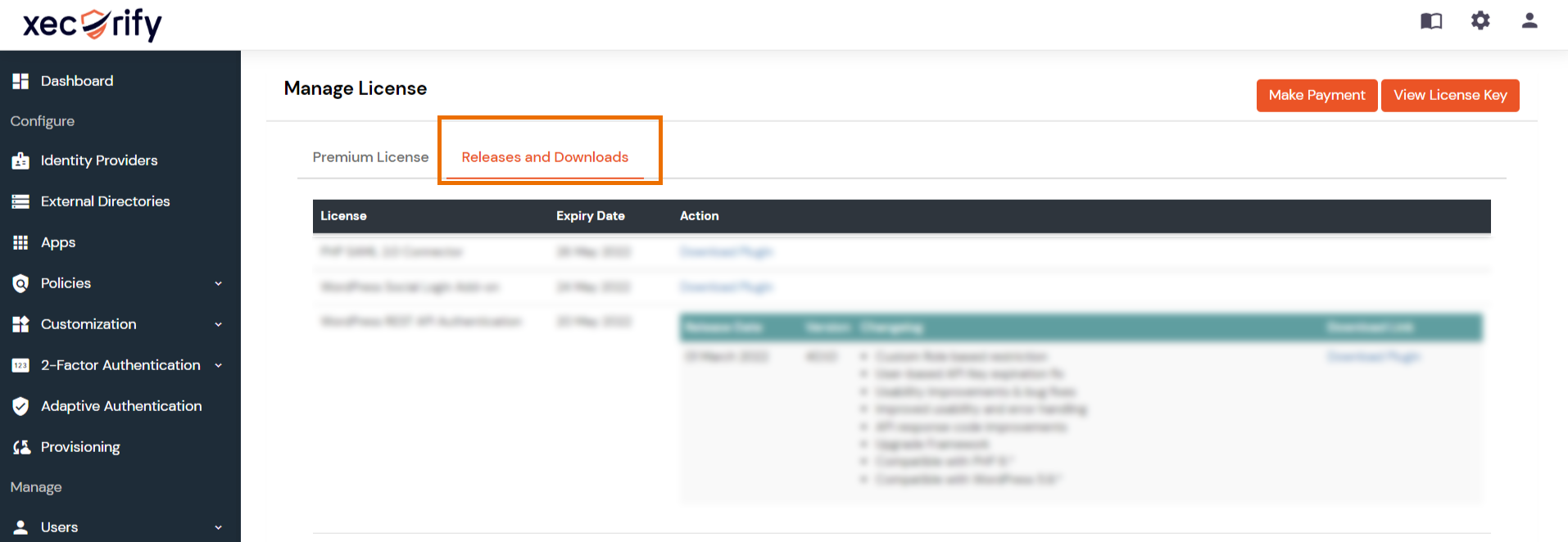 Download/Update plugin from xecurify.com