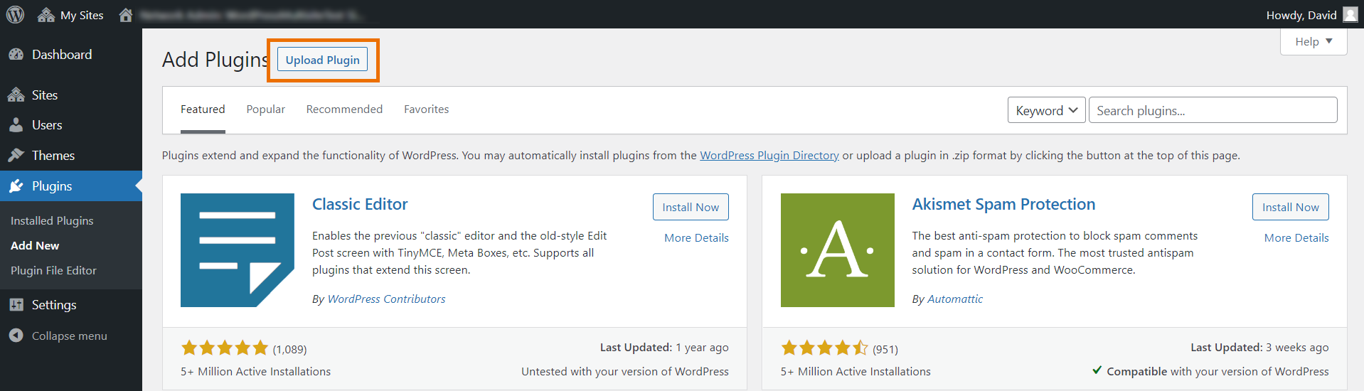 Upload WordPress plugin