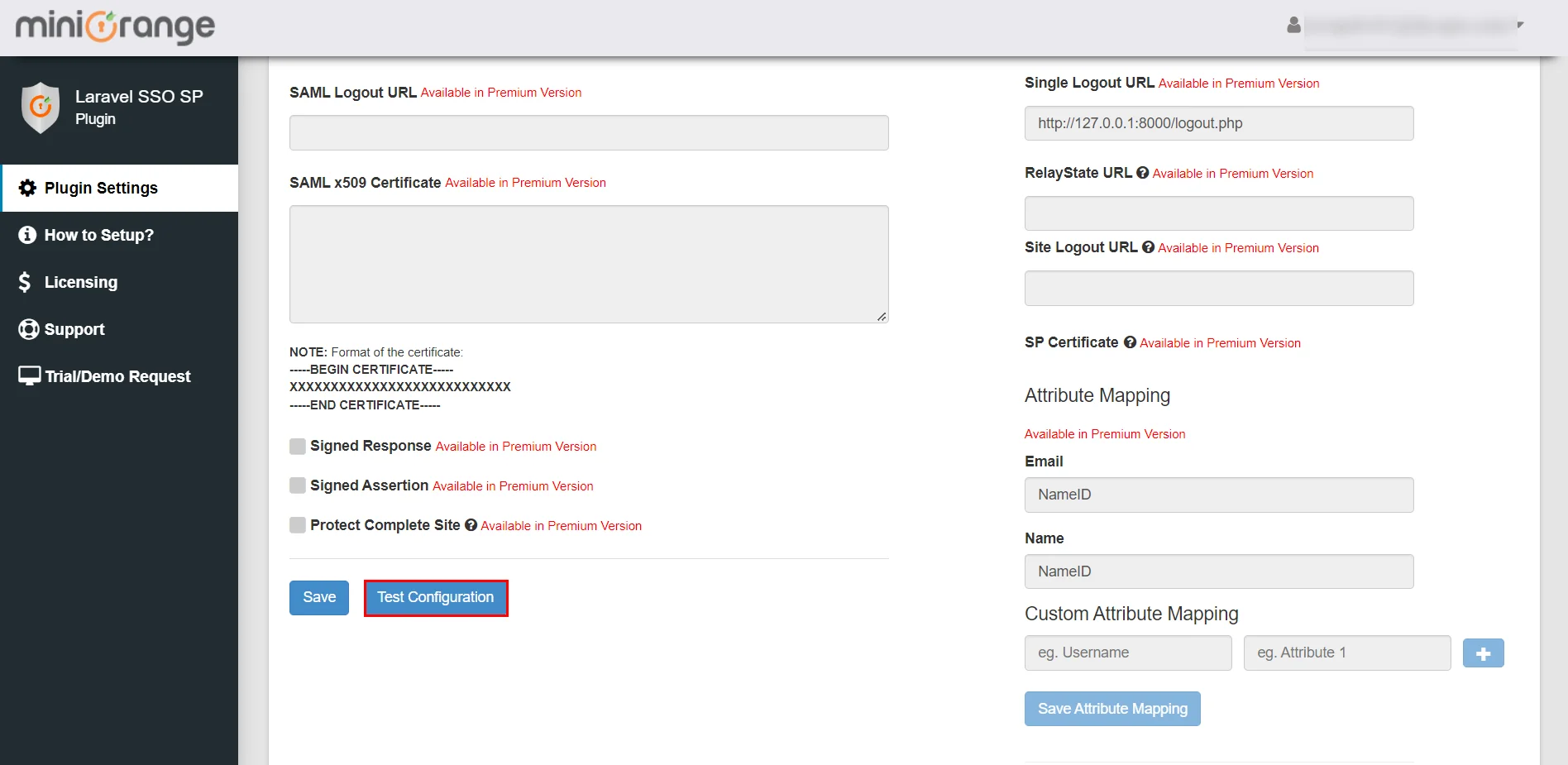 Laravel Single Sign On SSO Test Configuration