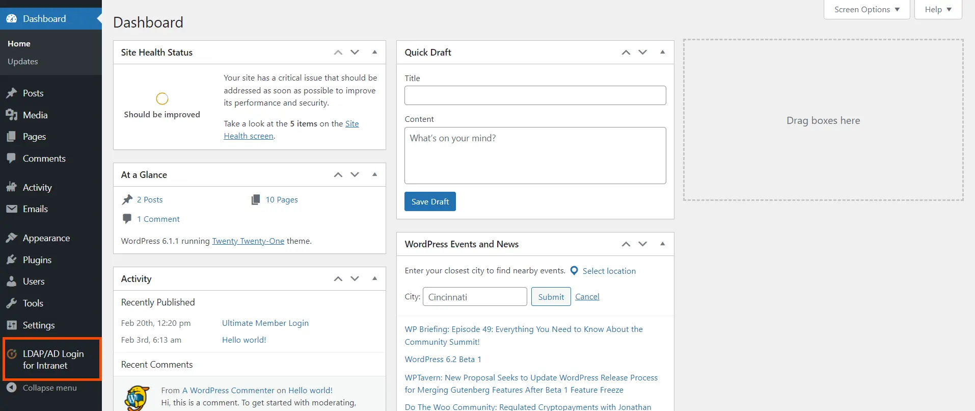 LDAP Active Directory Login for Intranet sites plugin