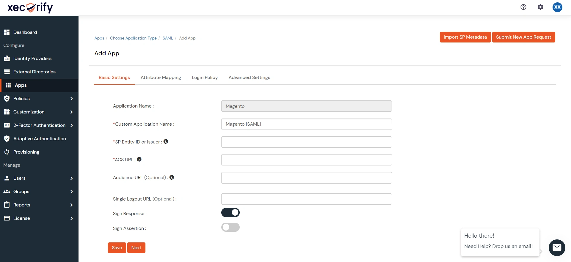SAML Single Sign-On(SSO) for Magento - miniOrange SSO Login miniorange app type
